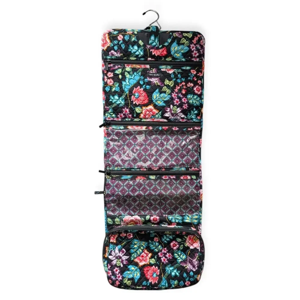 Vera Bradley Iconic Travel Hanging Organizer Vines Floral Print Black Green